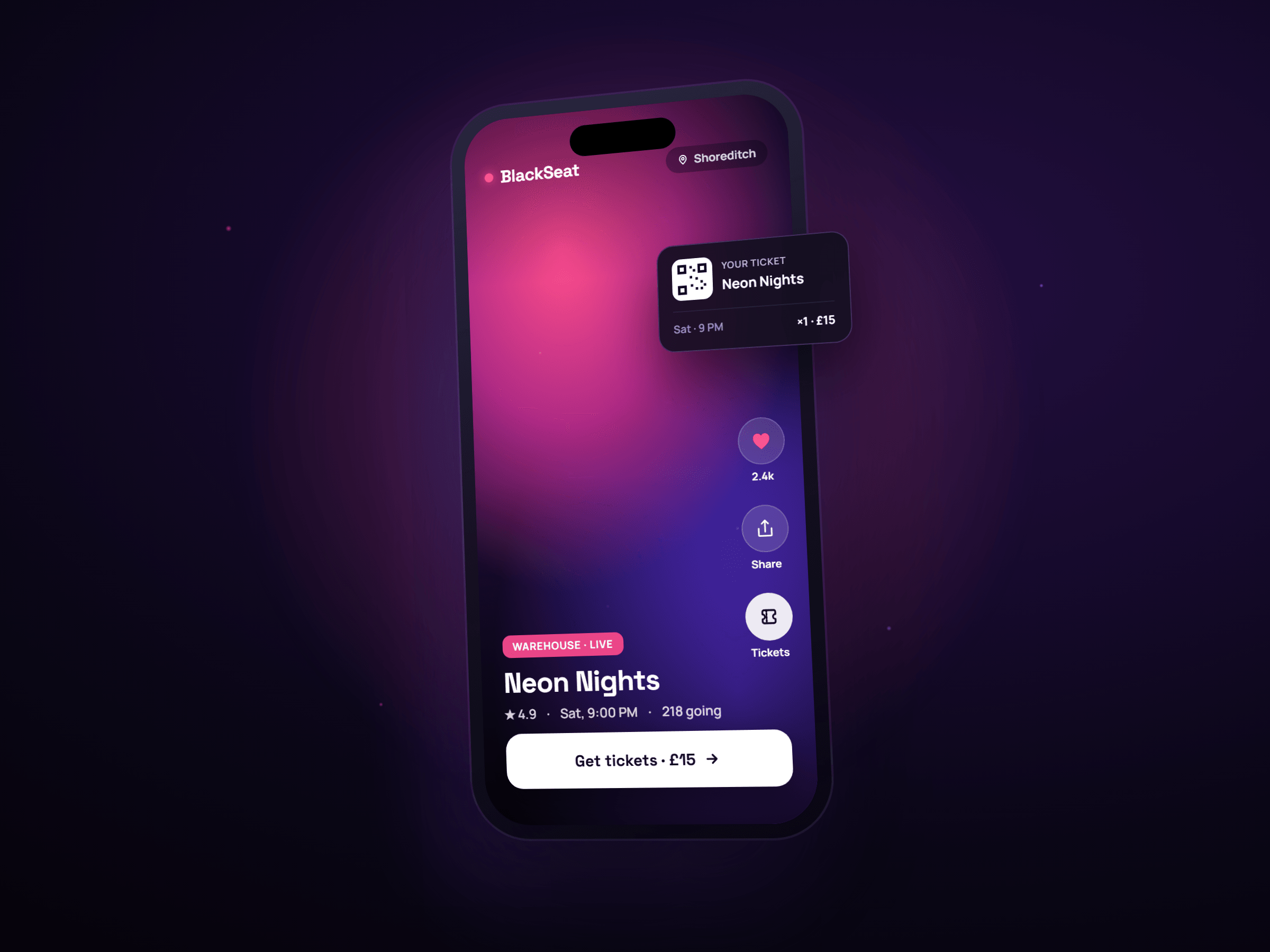 BlackSeat — Social Event Ticketing - Hero Image
