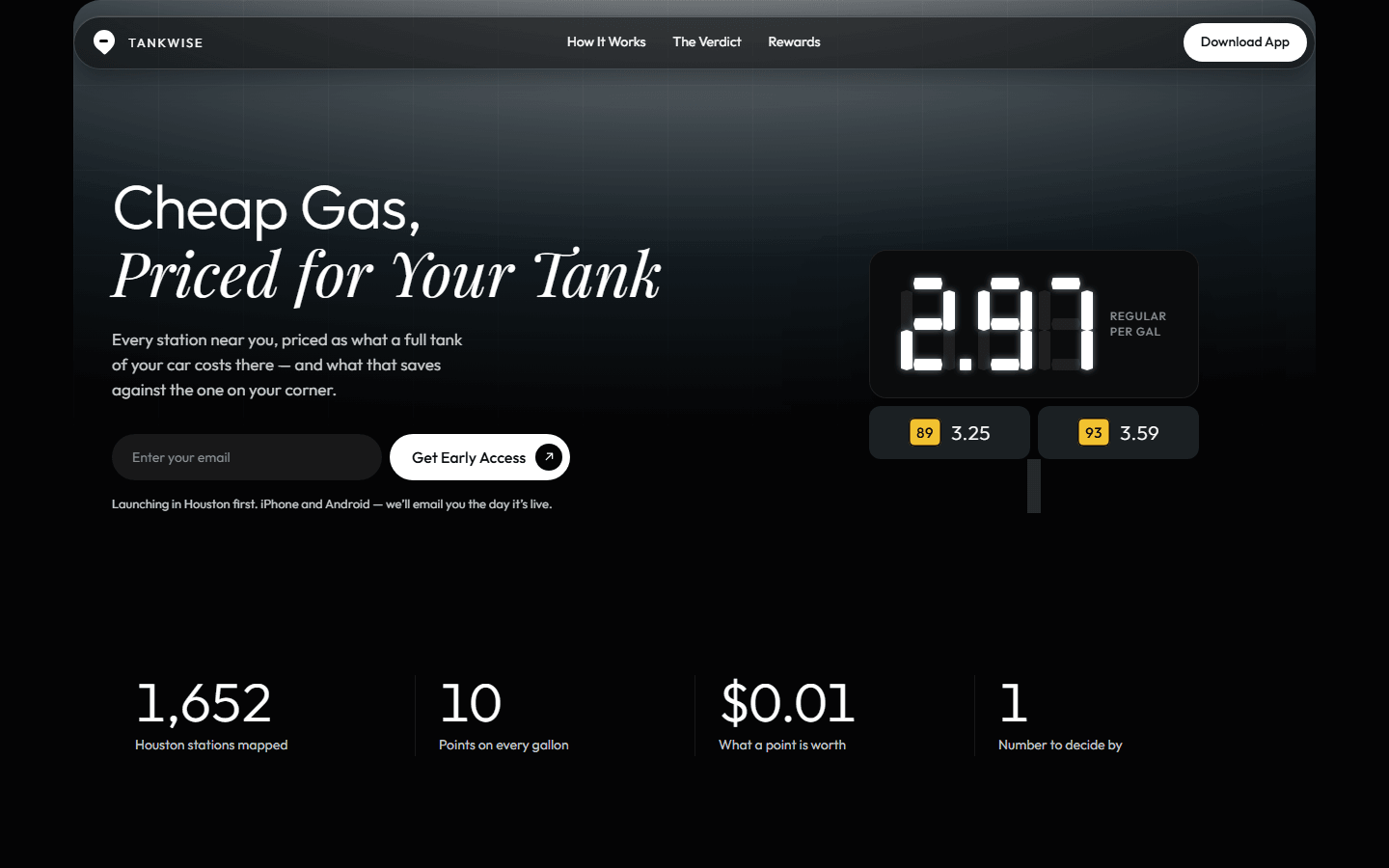 Tankwise — Cheap Gas, Priced for Your Tank - Hero Image