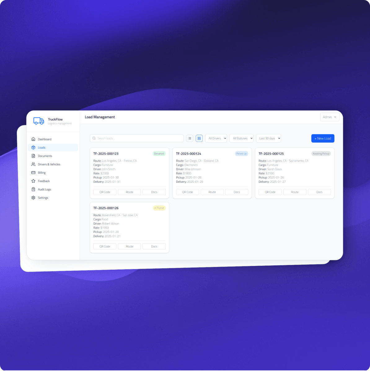 TruckFlow — Logistics SaaS - Hero Image
